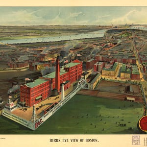 1902 Panorama-Karte von Boston Massachusetts