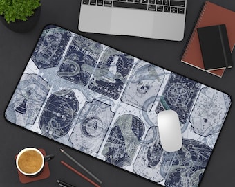 Tarot desk mat Tarot card large mouse pad, Zodiac desk mat Celestial desk accessory Star Galaxy desk decor Astrology keyboard mat art gift