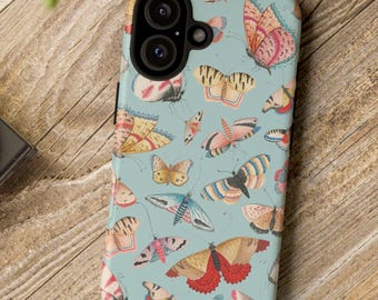 Butterfly & Moth phone case for iPhone 16-8 XR XS, Pixel and Galaxy phones, Vintage style phone case, cottagecore preppy cute phone case