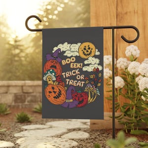 Boo Trick or Treat Garden & House Banner, Old School Style Spooky Halloween, Front Porch Flag, Outdoor Flag, Halloween Decoration, event