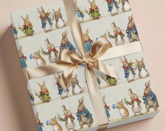 Peter Kanin presentpapper, Kaninpapper omslagspapper för högtider, födelsedagar, babyshowers, vintage engelsk stil viktorianskt papper omslag