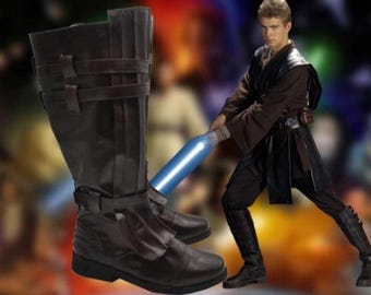 Anakin Skywalker Cosplay Shoes Halloween Costume Footwear Boot Star Wars Darth Vader ROTS Replica Jedi Leather Shoes Gift for him