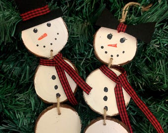 Personalized Wooden Snowman Ornaments