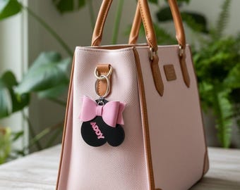 Personalized Mickey or Minnie Mouse Keychain | Custom Name Purse Tag | Diaper Bag Charm