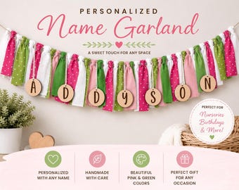 Personalized Name Garland | Custom Nursery Banner | Handmade Fabric Garland | Baby Girl Room Decor | Baby Shower Gift | Custom Wall Hanging