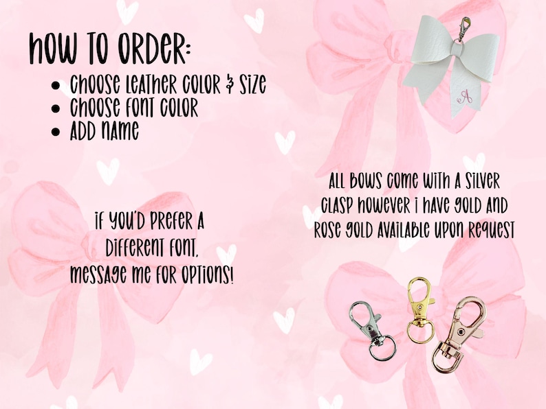 Handmade Leather Double Bow Purse Charm | Personalized Faux Leather Bow Bag Charm - Tote Bag | Coquette Leather Purse Charm image 9