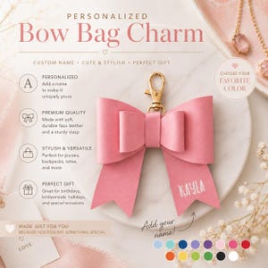 purse charm, bow, bag accessories, coquette, leather bow, handmade leather bow, leather bow purse charm, bow bag charm, leather bag charm, purse charm bow, bow handbag charm, bow keychain charm, purse accessory, handbag charm, cute bag charm, monogram bag charm, custom name keychain, genuine leather, genuine leather bow, genuine leather purse charm, speedy bag charm, coquette, bag bling, purse tassels
