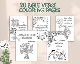 20 Bible Verse Coloring Pages, Scripture Faith,Christian Printables, Boho Art, Bible Coloring for Kid,Scripture Printables for Relaxation