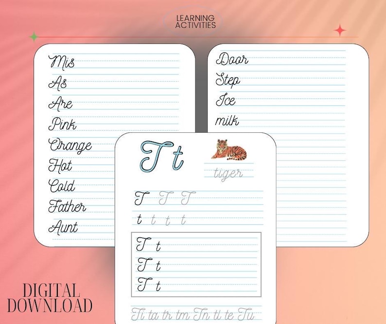 Printable Cursive Worksheets 30 Pages Letters and Words, Cursive ...
