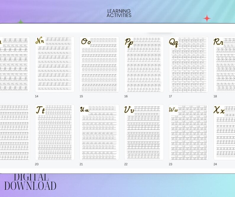 A to Z Cursive Handwriting Practice Worksheets, Alphabet Tracing Sheets ...