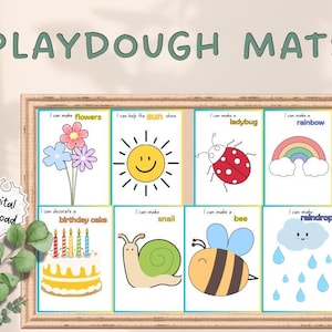 Tappetini per pasta modellabile, attività con pasta modellabile, apprendimento Montessori, attività per bambini in età prescolare, apprendimento a casa, download digitale