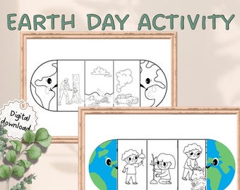 Actividad desplegable para salvar la Tierra / Manualidad educativa ecológica imprimible / Página para colorear para salvar la Tierra / Manualidades para niños / Hojas de trabajo imprimibles digitales