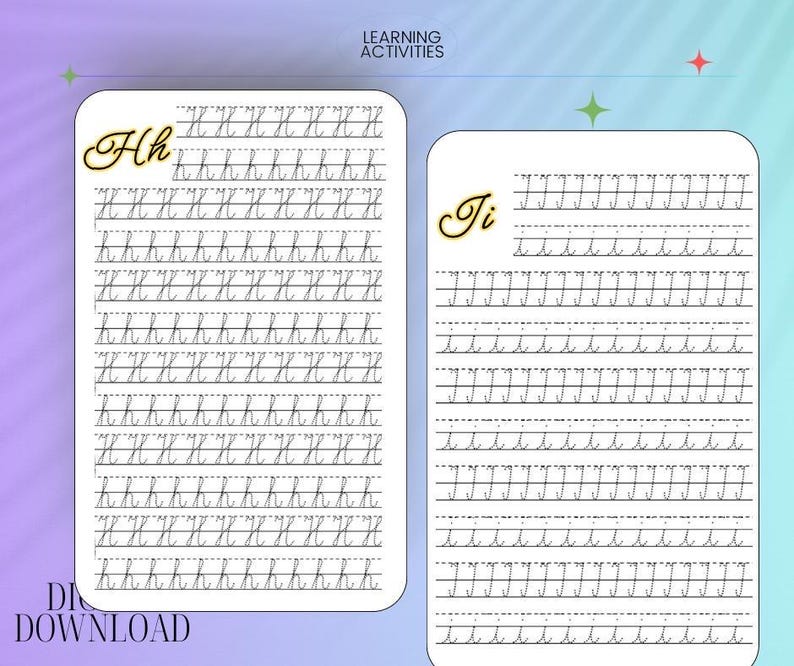 A to Z Cursive Handwriting Practice Worksheets, Alphabet Tracing Sheets ...