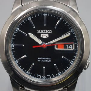 EXC+5 Seiko 5 7S26-02W0 Automatic Day Date BLACK Dial Mens Vintage Watch Japan
