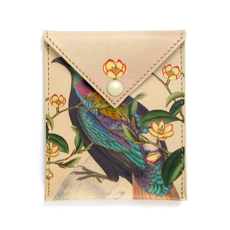Gift For Women Himalayan Pheasant Bird Print with Flowers girlfriend gift Jewellery Pouch headphone holder