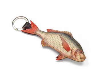 Fish Key Ring, Leather Fish Keychain, Fish Keyring, Fisherman, Gifts for Him, Fishing, Fathers Day Gift, Gifts for Dad - Red Bream Fish