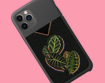 stick on card case / Monogram personalisation - stick on card case / botanical print  Leather Sticker
