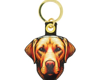 Labrador dog keyring, padded leather keychain, Labrador keychain, Dog bag charm, pet key ring, Labrador breed, Cute Labrador keychain