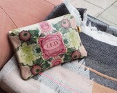 Bridesmaid Clutch bag, Leather Zip Bag,  Makeup Bag,  Travel bag - Antique Rose