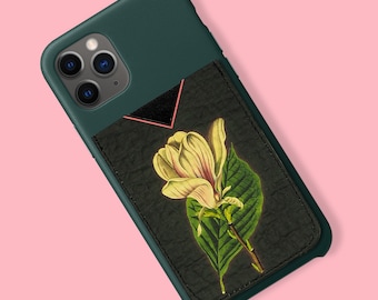 slim Card Case / Monogram personalisation - stick on card case / Tulip print  Leather Sticker