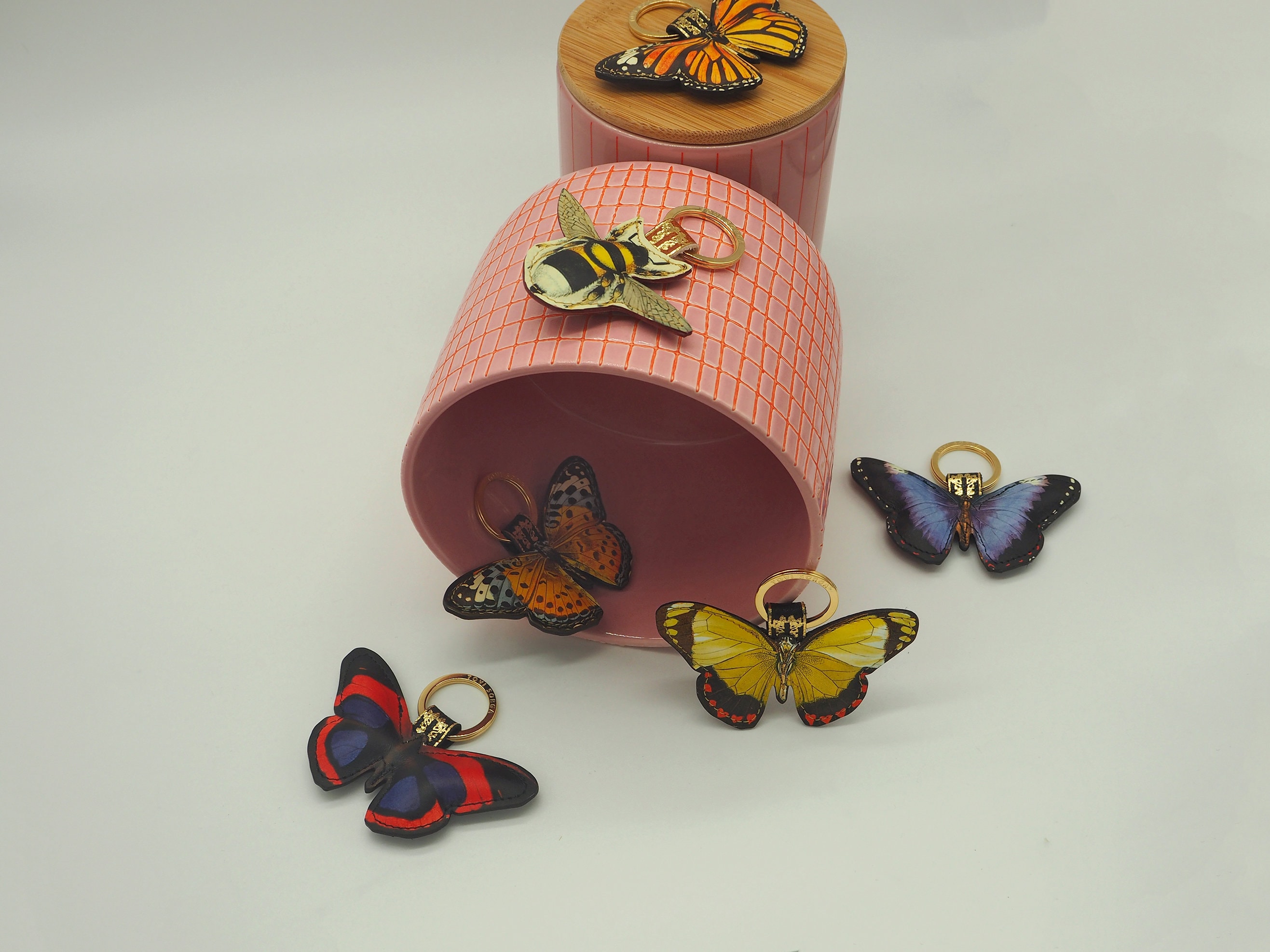 Butterfly Key Rings Leather Butterfly Key Ring, Butterfly Keychain, Butterflies Bag Charm ...