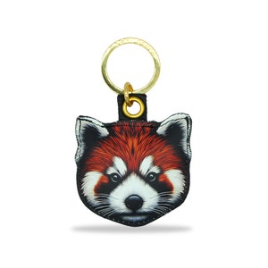 Red Panda keyring, padded leather keychain, Red Panda keychain, Panda bag charm, pet key ring, Red Panda, cute Red Panda keychain