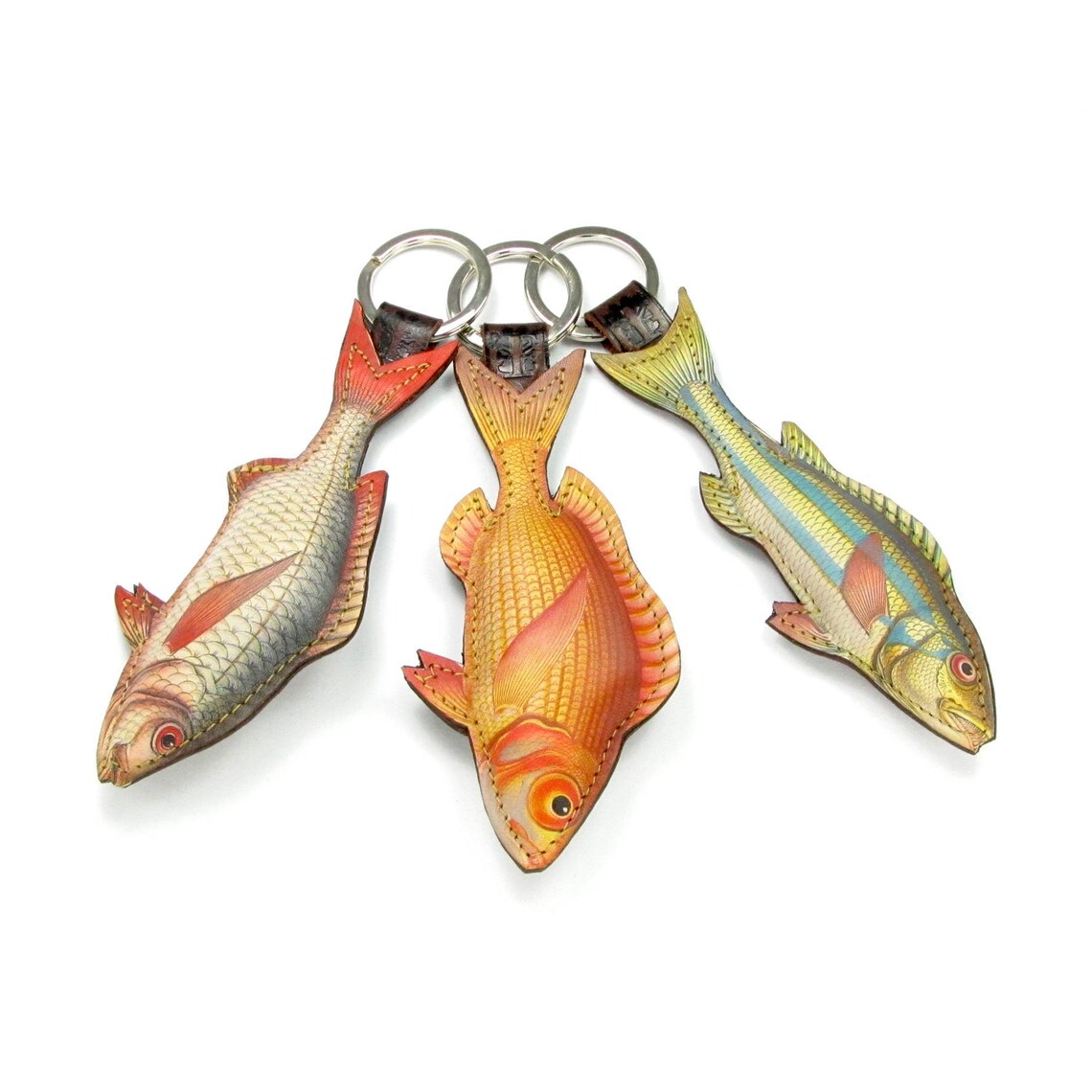 Fish Key Ring Leather Fish Keychain Fish Keyring Fisherman Etsy