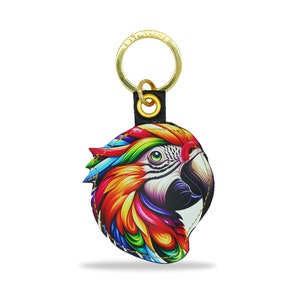 Porte-clés perroquet ara, porte-clés en cuir rembourré, porte-clés ara, breloque de sac perroquet, porte-clés pour animaux de compagnie, ara, joli porte-clés ara