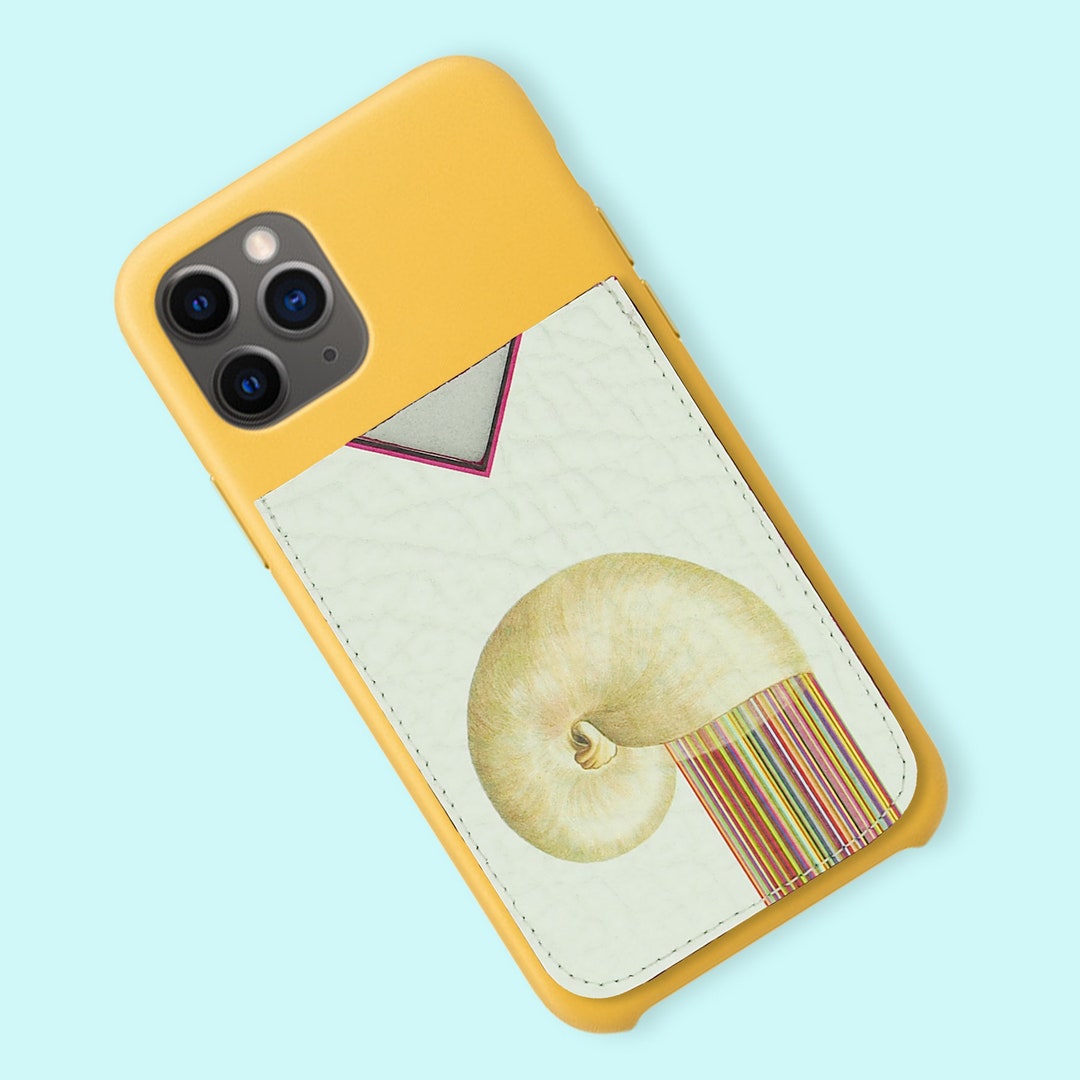 String Card Case Slim Card Case / Stick on Card Case / Personalised / Shell Print ...