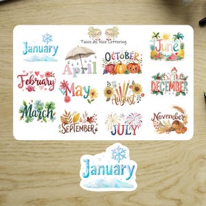 Planner Stickers Months Of The Year Monthly Stickers Planner Sheet Stickers Month Stickers