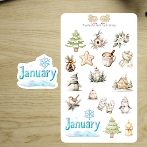 January Planner Stickers, Stickers For Planners, Winter Stickers, Planner Stickers, Months Of The Year Stickers