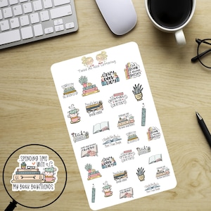 Book Stickers, Reading Books Planner Stickers, Sheet Stickers, Stickers For Planners, Planner Stickers, Fits Erin Condren, Book Club image 2