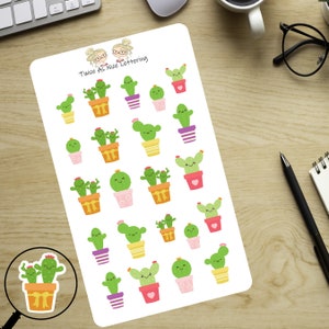 Kawaii Cactus Planner Stickers, Cute Stickers, Cactus Stickers, Kawaii Stickers, Fun Stickers, Fits Erin Condren Planner, Stickers image 2