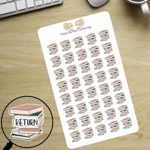 Planner Stickers, Book Return Stickers, Reading Books Planner Stickers, Half Sheet Stickers, Stickers For Planners