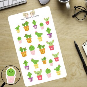 Kawaii Cactus Planner Stickers, Cute Stickers, Cactus Stickers, Kawaii Stickers, Fun Stickers, Fits Erin Condren Planner, Stickers image 5