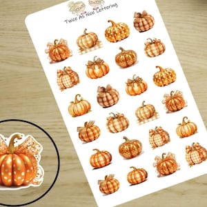 Fall Pumpkin Planner Stickers: Autumn Decor, 24 Piece Sheet