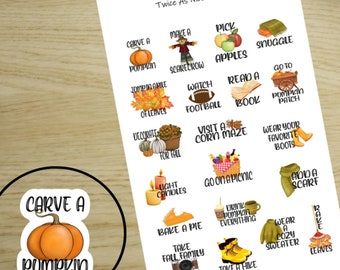 Fall Planner Stickers: Autumn Activity List, Decorative Calendar