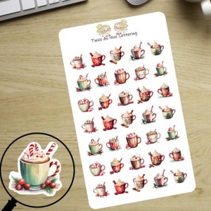 Christmas Stickers, Christmas Hot Chocolate, Hot Chocolate Mugs, Holiday Stickers, Planner Stickers