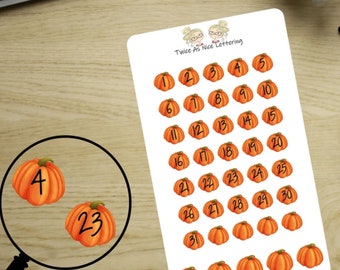 Days Of The Month Planner Stickers, Pumpkin Stickers, October Stickers, Autumn Stickers