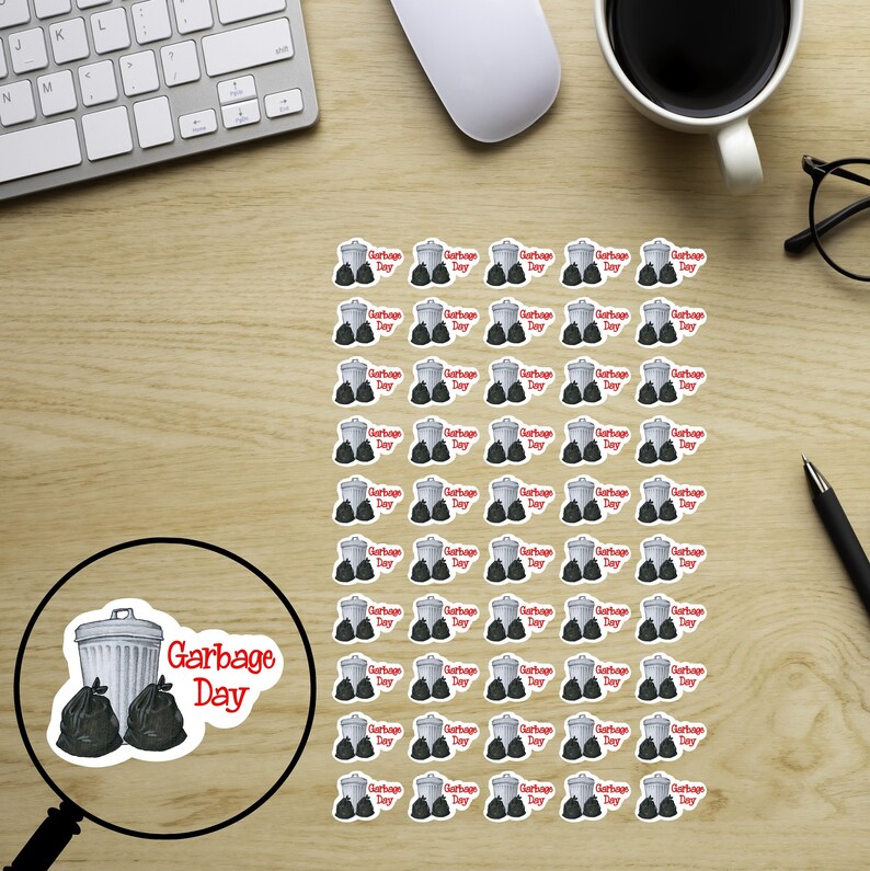 Garbage Day Reminder Stickers, Trash Day Stickers, Reminder Stickers, Chore Stickers, Stickers For Planners, Planner Stickers image 3