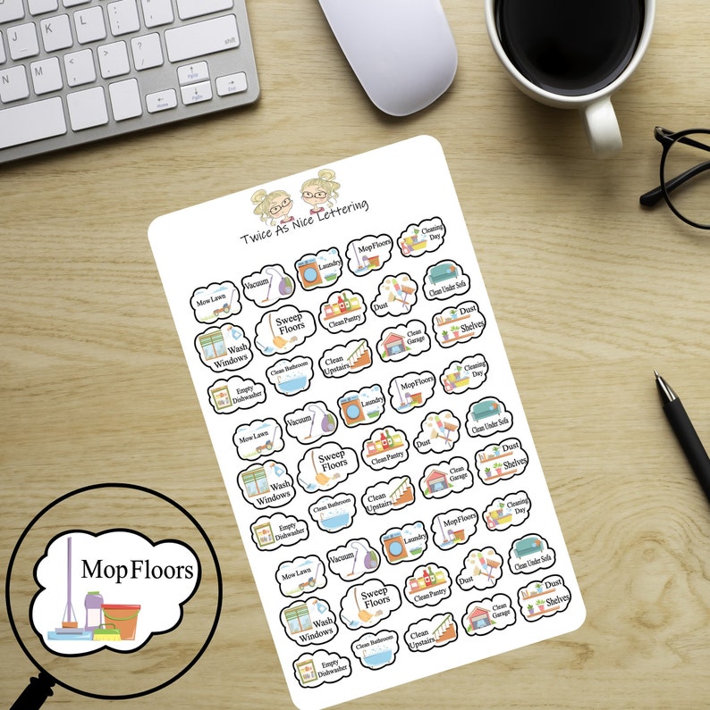 House Cleaning Stickers, Cleaning Stickers, To Do Stickers, Planner Stickers, Happy Planner, Erin Condren image 5