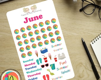 June Planner Stickers, June Sticker Kit, Planner Monthly Kit, Stickers For Planners