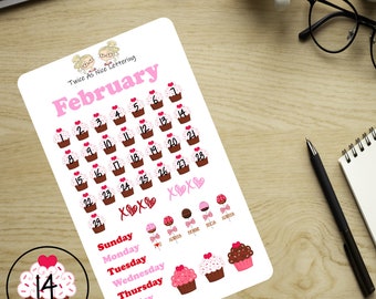 February Planner Stickers, Valentine Planner Stickers, Planner Monthly Kit, Valentine Day Stickers