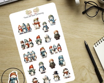 Snowman Planner Stickers, Winter Planner Stickers, Snowmen Stickers For Planners, Fits Erin Condren And Other Planners