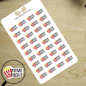 Movie Night Planner Stickers: Popcorn Theme, 36 Count