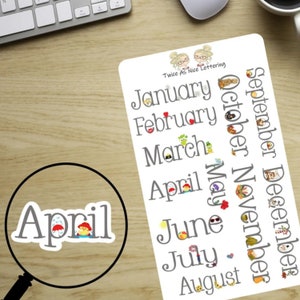 Planner Stickers Months Of The Year Monthly Stickers Planner Sheet Stickers For Planners Month Stickers