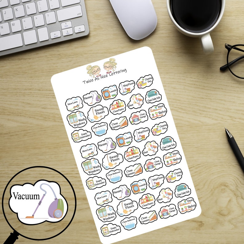 House Cleaning Stickers, Cleaning Stickers, To Do Stickers, Planner Stickers, Happy Planner, Erin Condren image 3