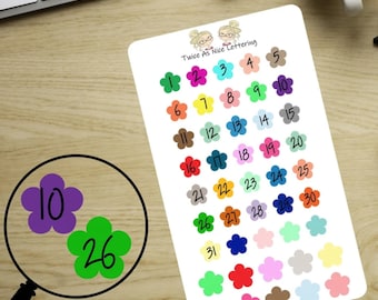 Planner Stickers Days Of The Month Stickers Flower Stickers Half Sheet Stickers