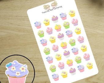 Birthday Reminder Stickers, Cupcake Stickers, Birthday Stickers, Half Sheet Planner Stickers