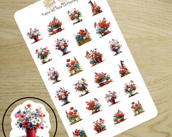 July 4th Planner Stickers: Independence Day Decorations